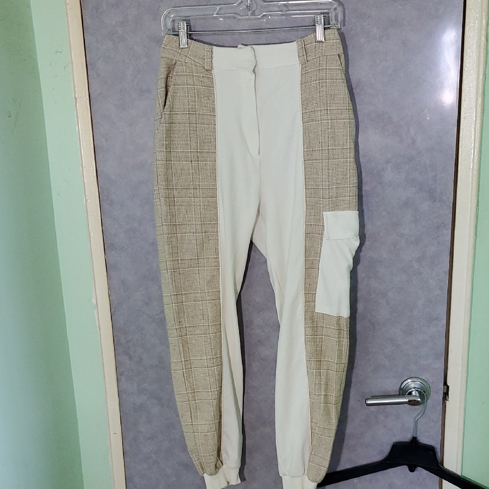 Stylish Plaid and Cream Joggers
